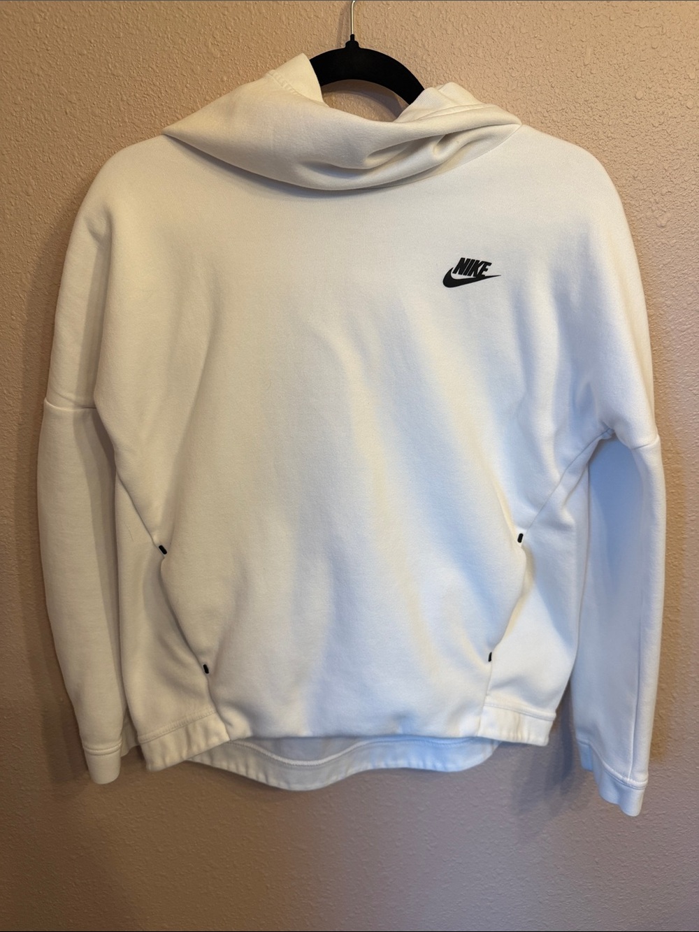 Nike White Hooded Sweatshirt with Black Logo